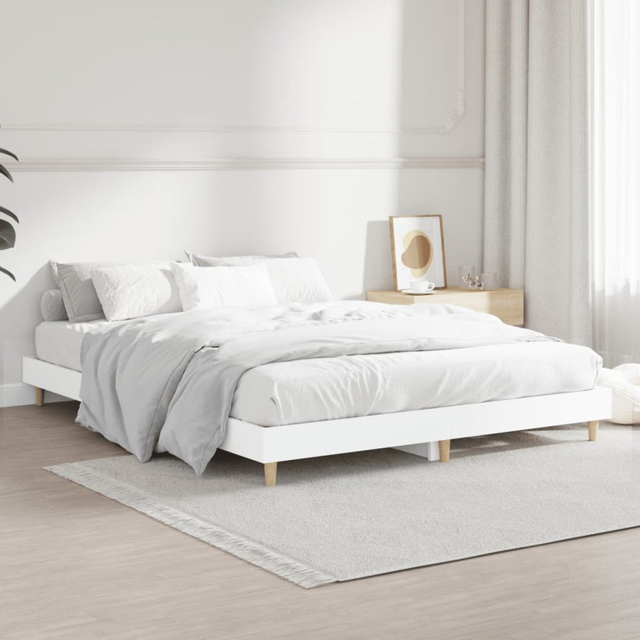 Bedframe Bewerkt Hout 135 x 190 cm Wit