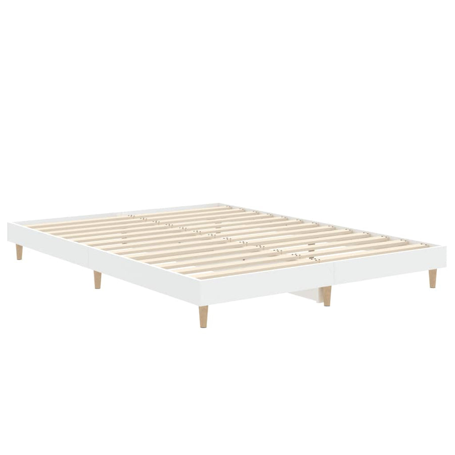 Bedframe Bewerkt Hout 135 x 190 cm Wit