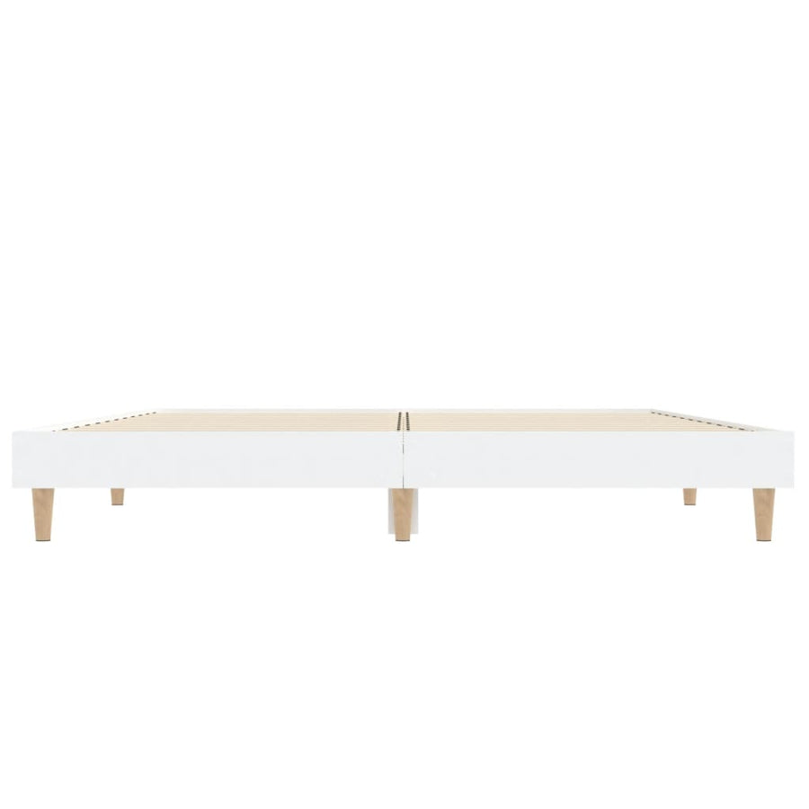 Bedframe Bewerkt Hout 135 x 190 cm Wit