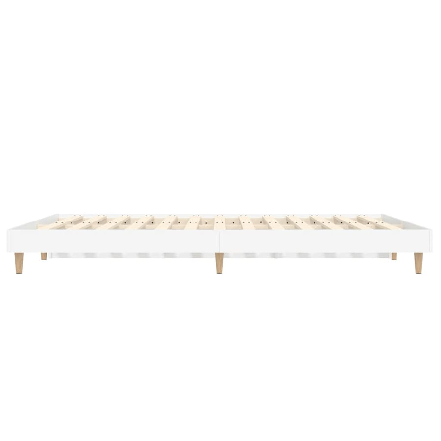 Bedframe Bewerkt Hout 135 x 190 cm Wit