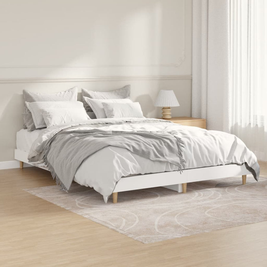 Bedframe Bewerkt Hout 135 x 190 cm Wit