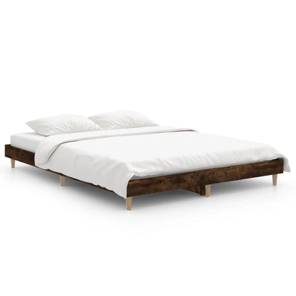 Bedframe Bewerkt Hout Kleurig 135 x 190 cm Gerookt eiken