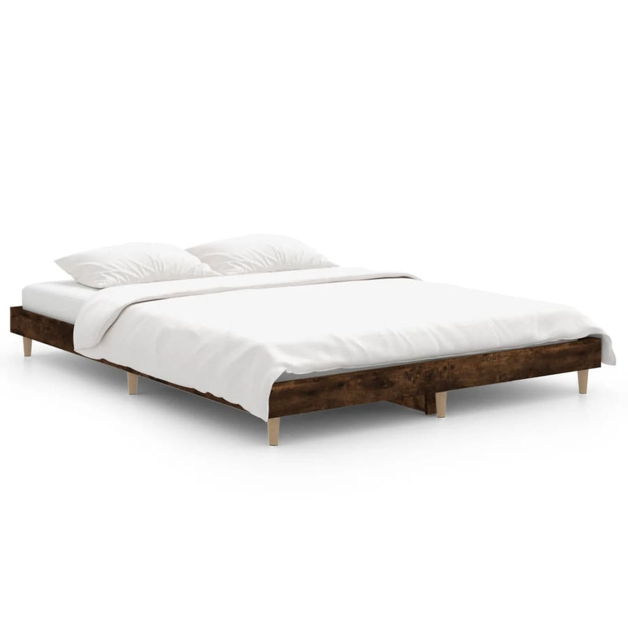 Bedframe Bewerkt Hout Kleurig 135 x 190 cm Gerookt eiken