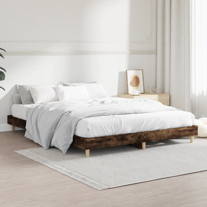 Bedframe Bewerkt Hout Kleurig 135 x 190 cm Gerookt eiken