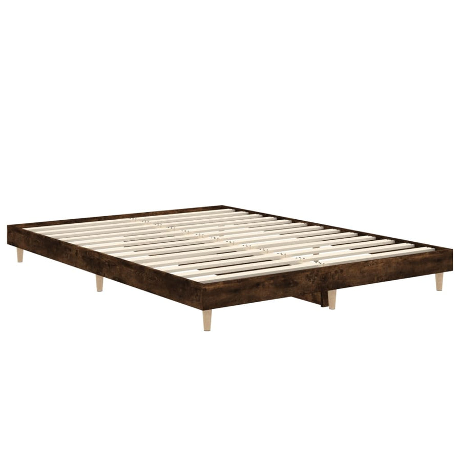 Bedframe Bewerkt Hout Kleurig 135 x 190 cm Gerookt eiken