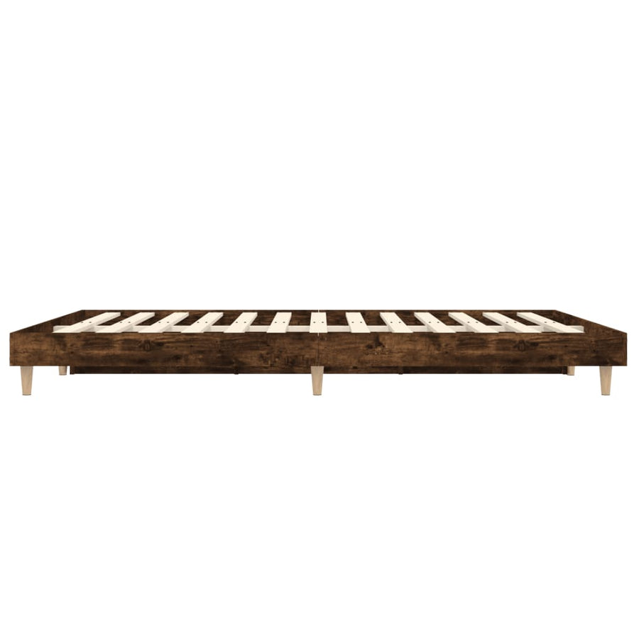 Bedframe Bewerkt Hout Kleurig 135 x 190 cm Gerookt eiken