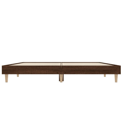 Bedframe bewerkt hout bruin eikenkleur 135x190 cm 135 x 190 cm bruin eikenkleur