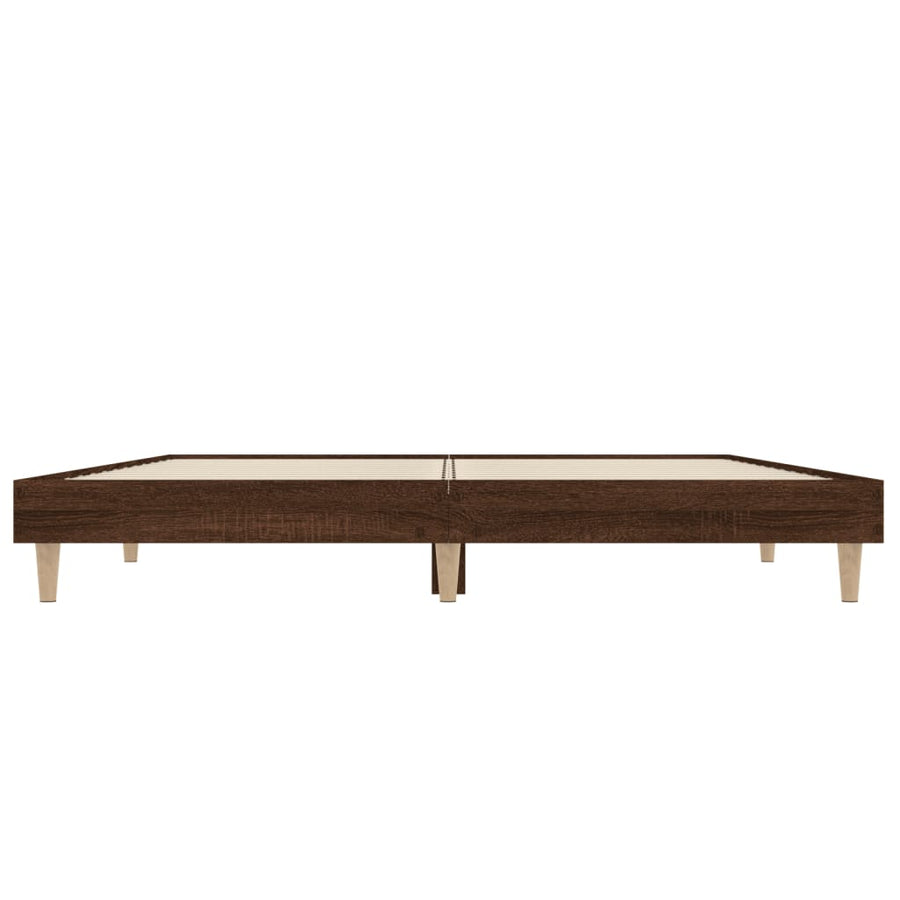 Bedframe bewerkt hout bruin eikenkleur 135x190 cm 135 x 190 cm bruin eikenkleur