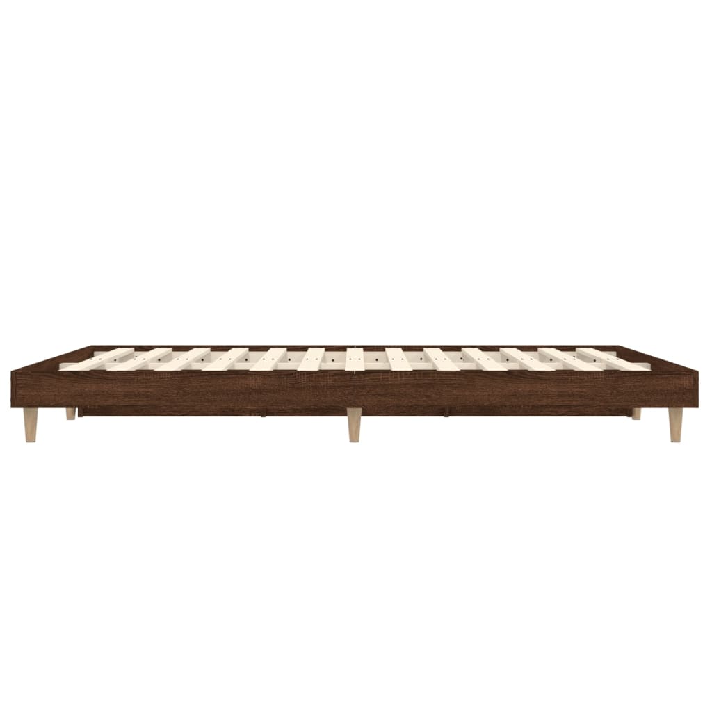 Bedframe bewerkt hout bruin eikenkleur 135x190 cm 135 x 190 cm bruin eikenkleur