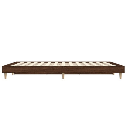 Bedframe bewerkt hout bruin eikenkleur 135x190 cm 135 x 190 cm bruin eikenkleur