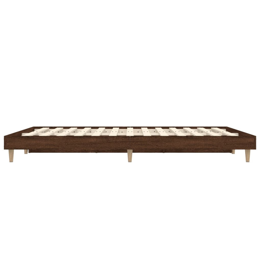 Bedframe bewerkt hout bruin eikenkleur 135x190 cm 135 x 190 cm bruin eikenkleur