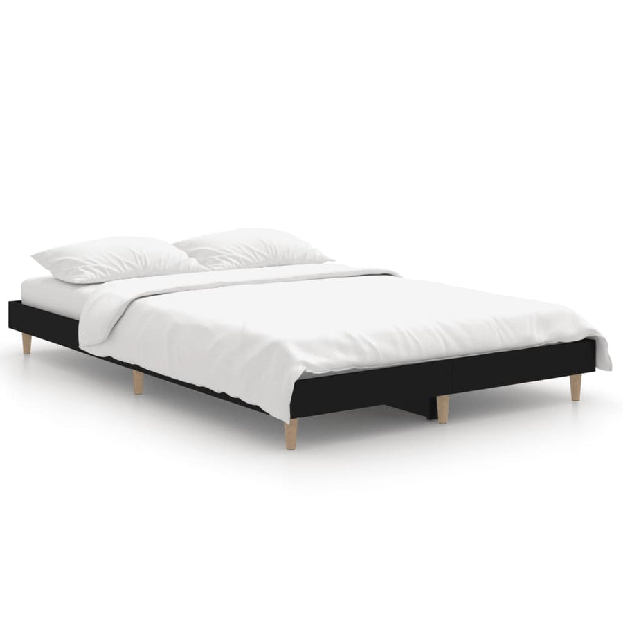 Bedframe Bewerkt Hout 120 x 190 cm Zwart