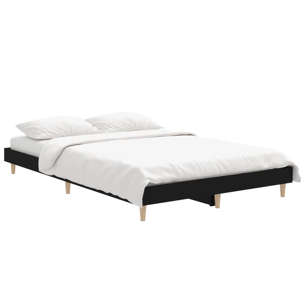 Bedframe Bewerkt Hout 120 x 190 cm Zwart