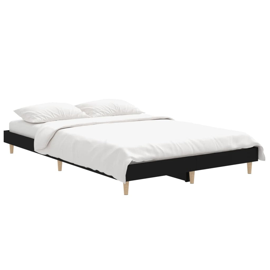 Bedframe Bewerkt Hout 120 x 190 cm Zwart