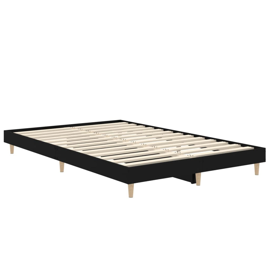 Bedframe Bewerkt Hout 120 x 190 cm Zwart