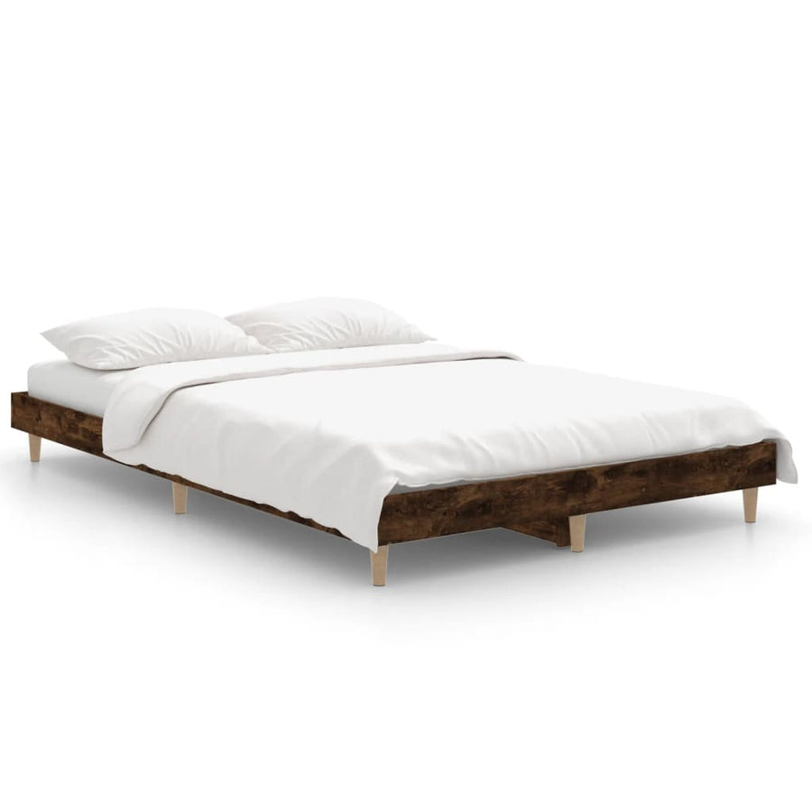 Bedframe Bewerkt Hout Kleurig 120 x 190 cm Gerookt eiken