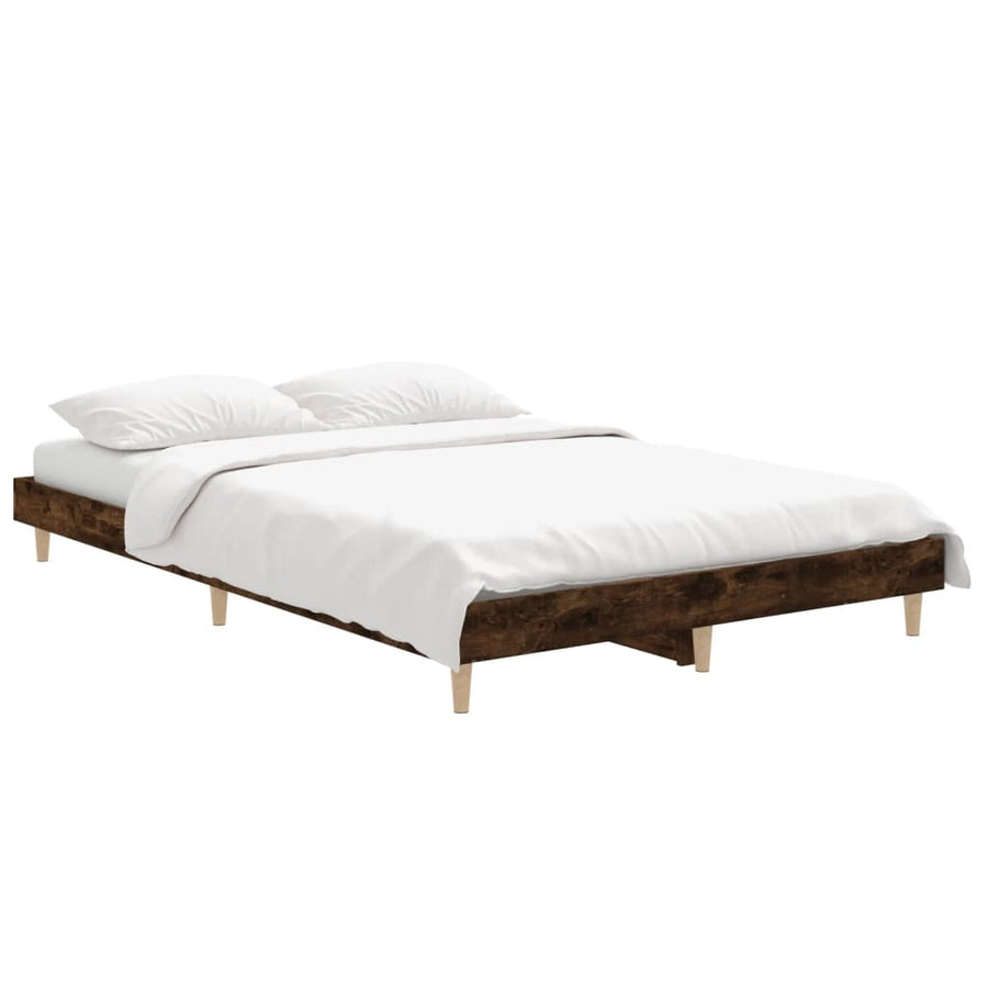 Bedframe Bewerkt Hout Kleurig 120 x 190 cm Gerookt eiken