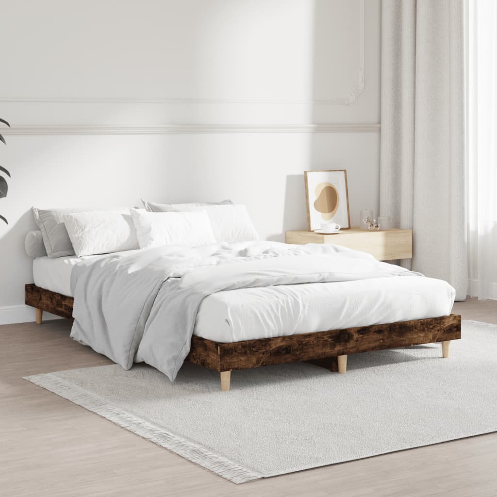 Bedframe Bewerkt Hout Kleurig 120 x 190 cm Gerookt eiken