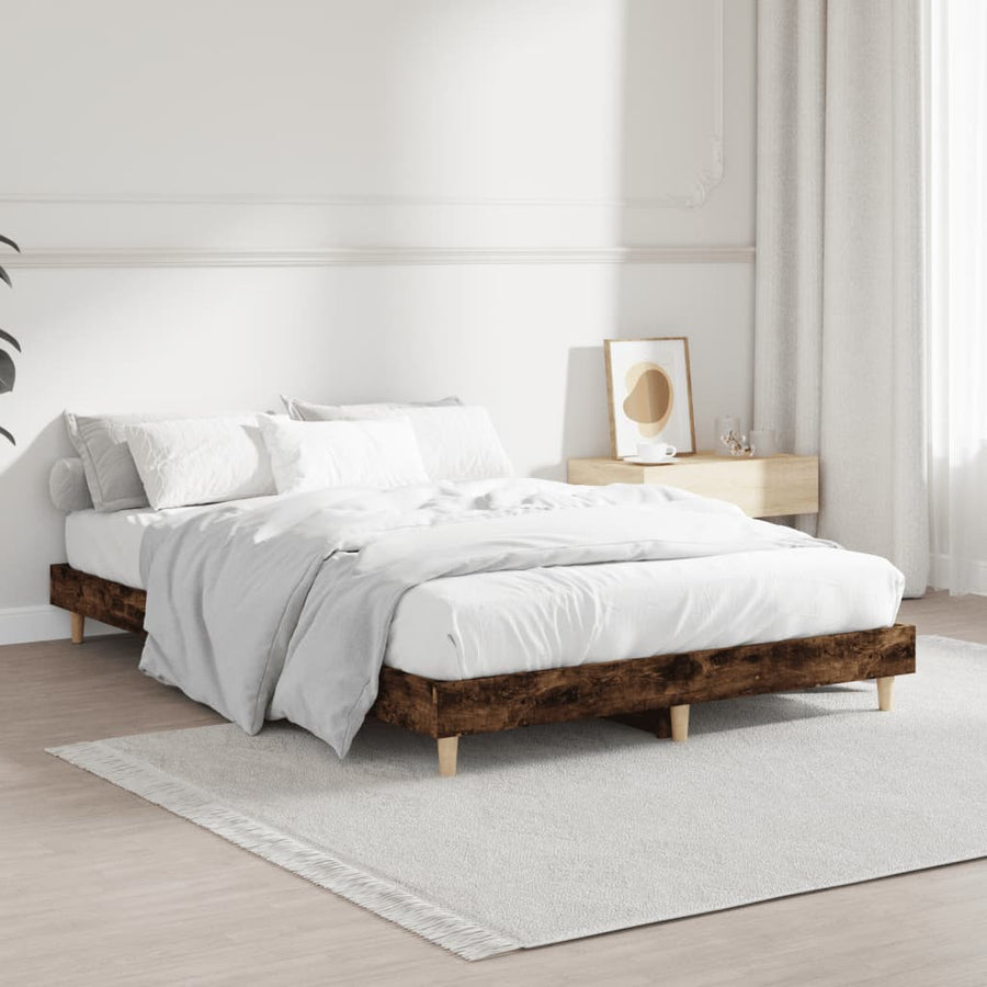 Bedframe Bewerkt Hout Kleurig 120 x 190 cm Gerookt eiken