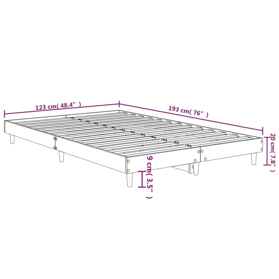 Bedframe Bewerkt Hout Kleurig 120 x 190 cm Gerookt eiken