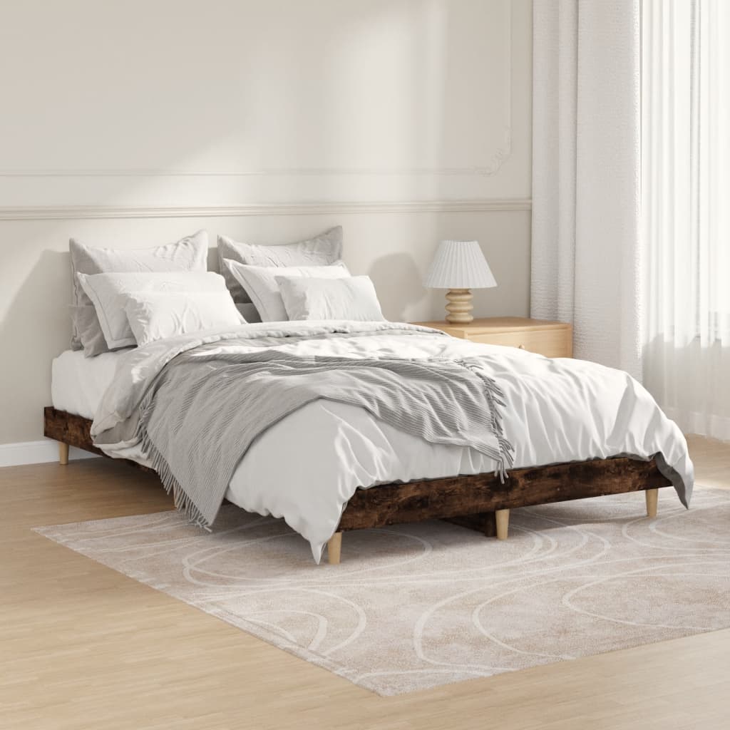 Bedframe Bewerkt Hout Kleurig 120 x 190 cm Gerookt eiken