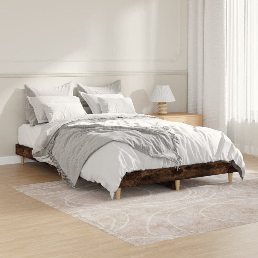 Bedframe Bewerkt Hout Kleurig 120 x 190 cm Gerookt eiken