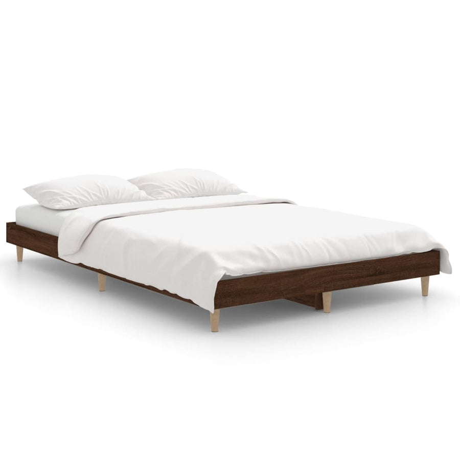 Bedframe bewerkt hout bruin eikenkleur 120x190 cm 120 x 190 cm bruin eikenkleur