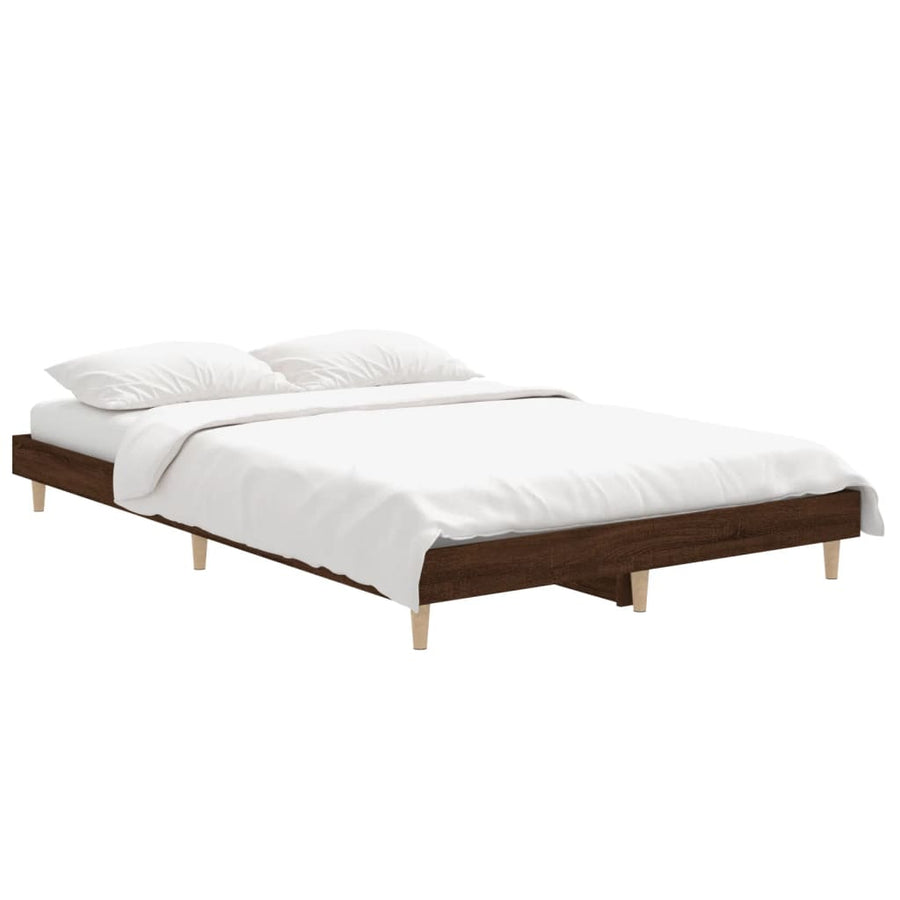Bedframe bewerkt hout bruin eikenkleur 120x190 cm 120 x 190 cm bruin eikenkleur