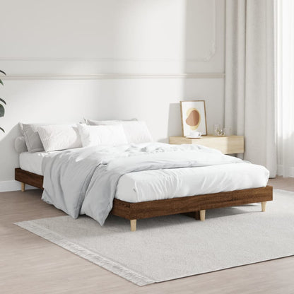 Bedframe bewerkt hout bruin eikenkleur 120x190 cm 120 x 190 cm bruin eikenkleur