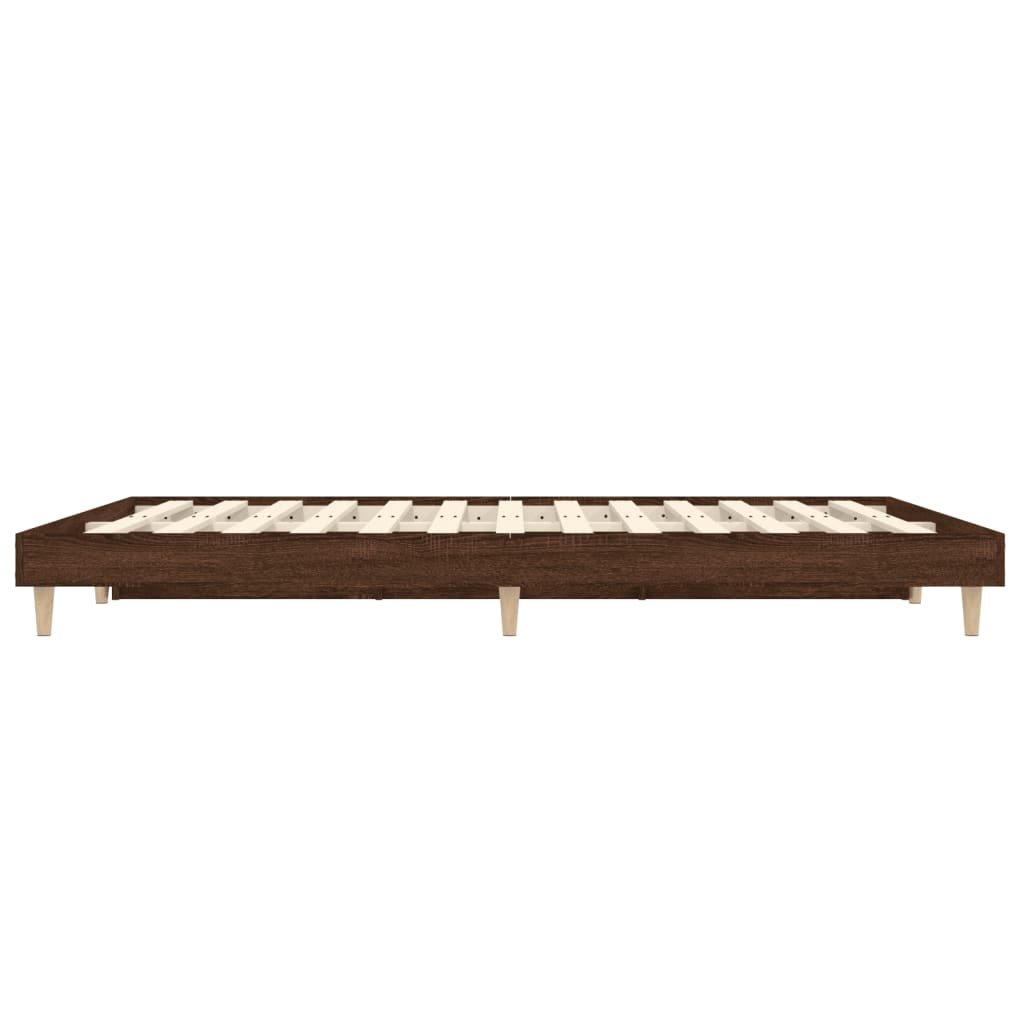 Bedframe bewerkt hout bruin eikenkleur 120x190 cm 120 x 190 cm bruin eikenkleur