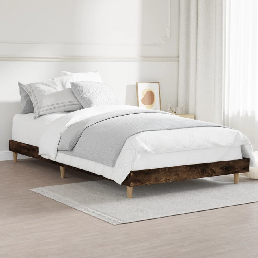 Bedframe Bewerkt Hout Kleurig 90 x 190 cm Gerookt eiken