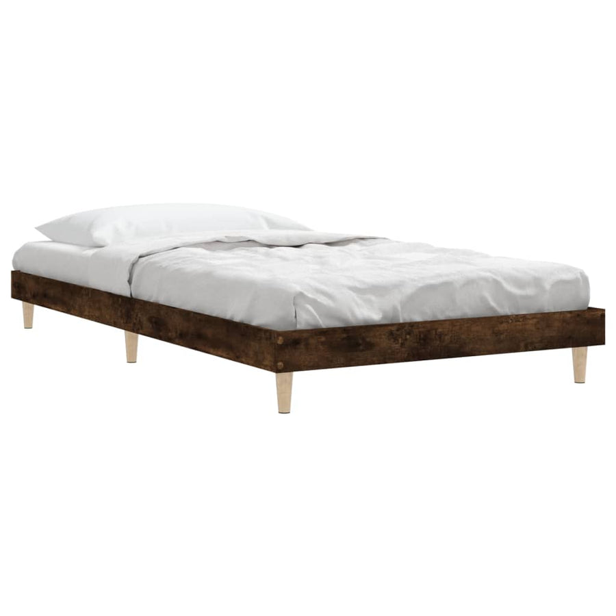 Bedframe Bewerkt Hout Kleurig 90 x 190 cm Gerookt eiken