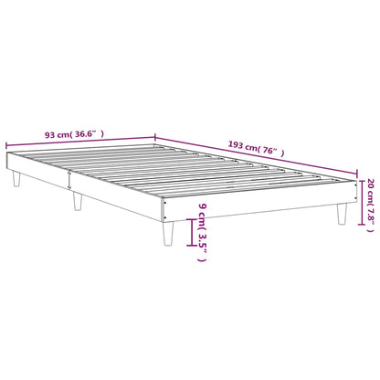 Bedframe Bewerkt Hout Kleurig 90 x 190 cm Gerookt eiken