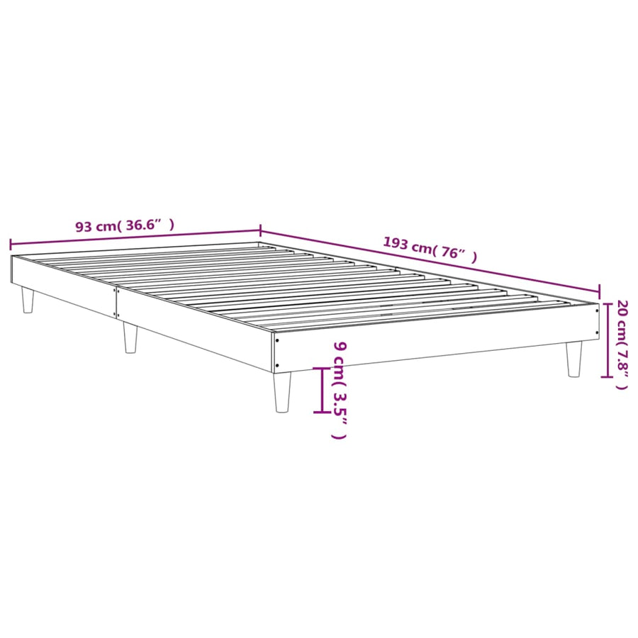 Bedframe Bewerkt Hout Kleurig 90 x 190 cm Gerookt eiken