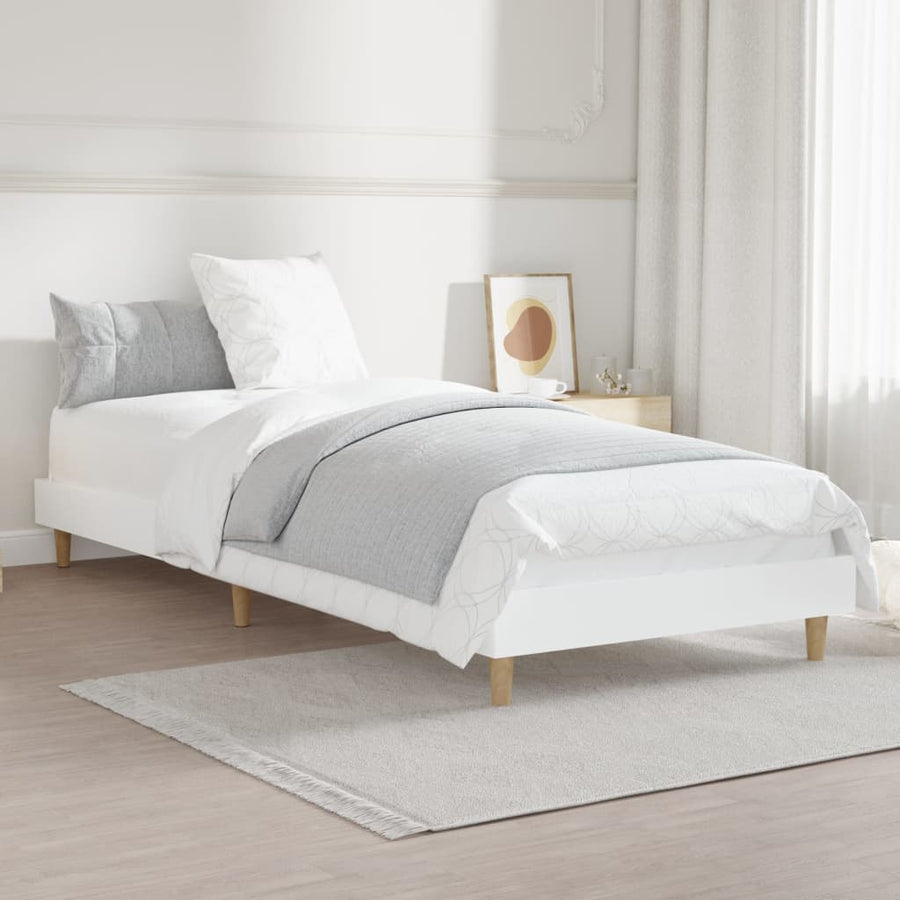 Bedframe Bewerkt Hout 75 x 190 cm Wit