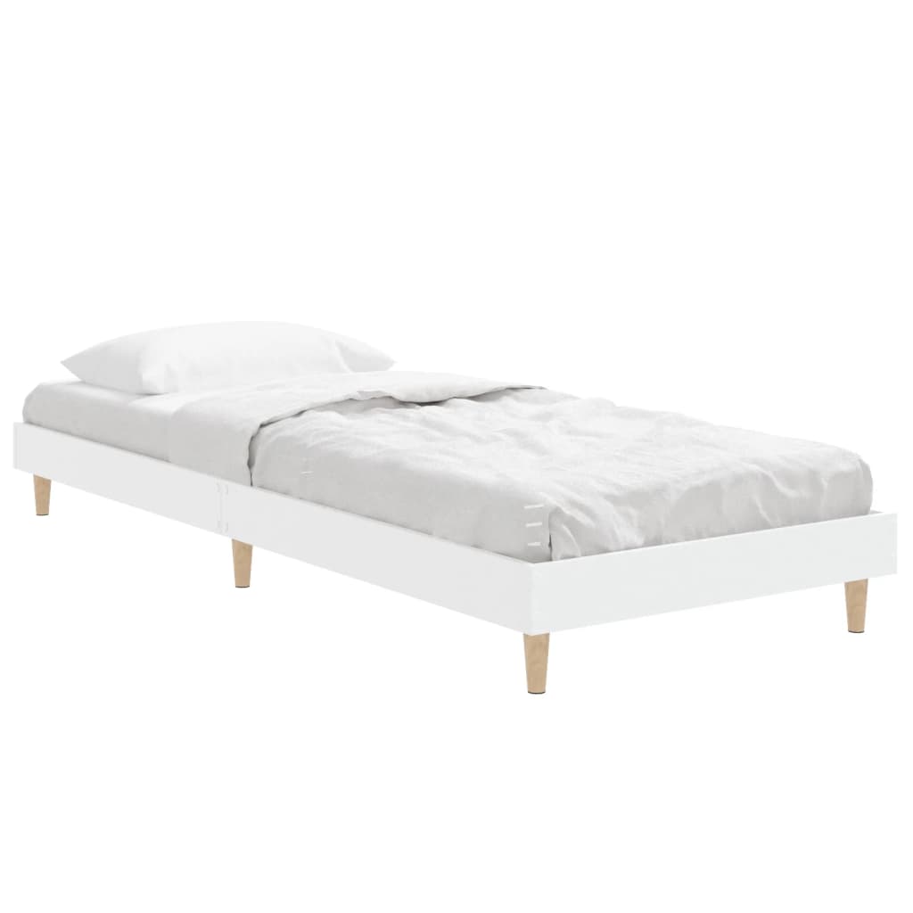 Bedframe Bewerkt Hout 75 x 190 cm Wit