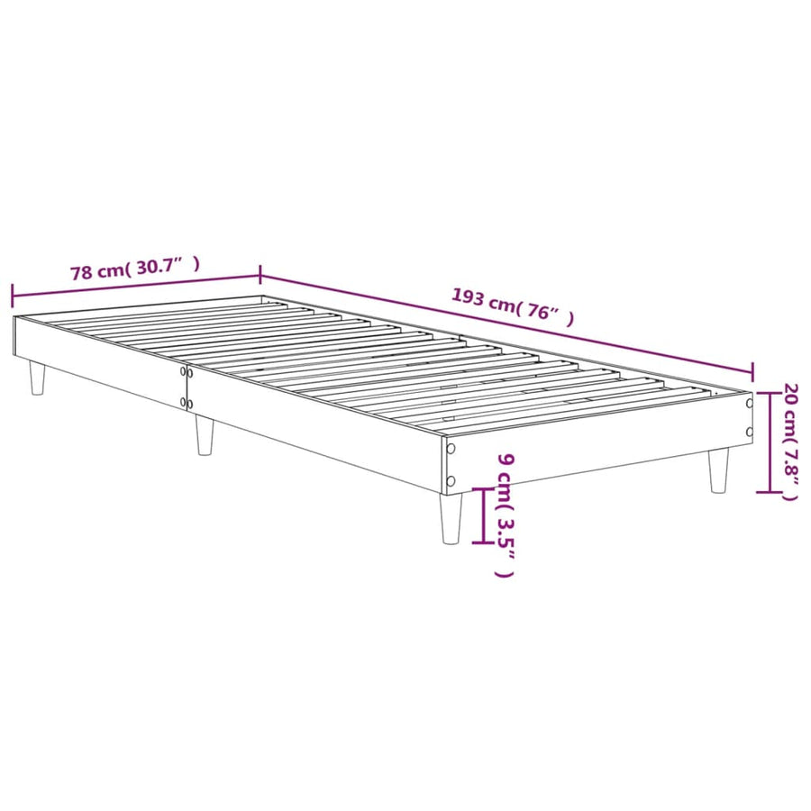 Bedframe Bewerkt Hout 75 x 190 cm Wit