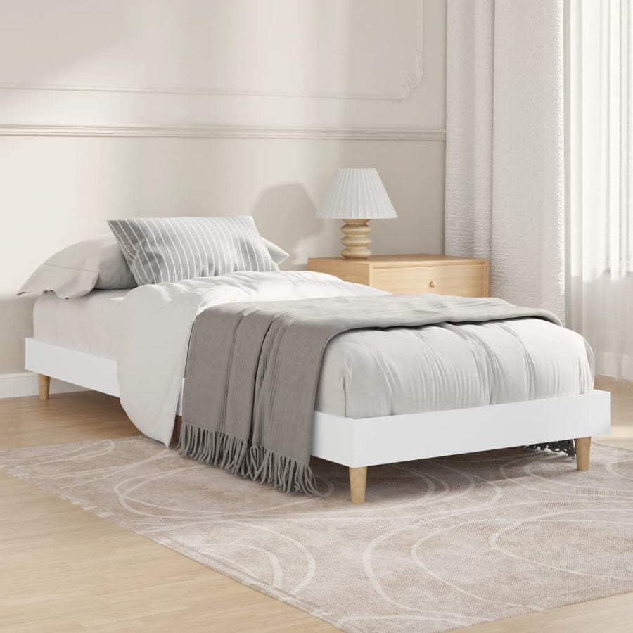 Bedframe Bewerkt Hout 75 x 190 cm Wit