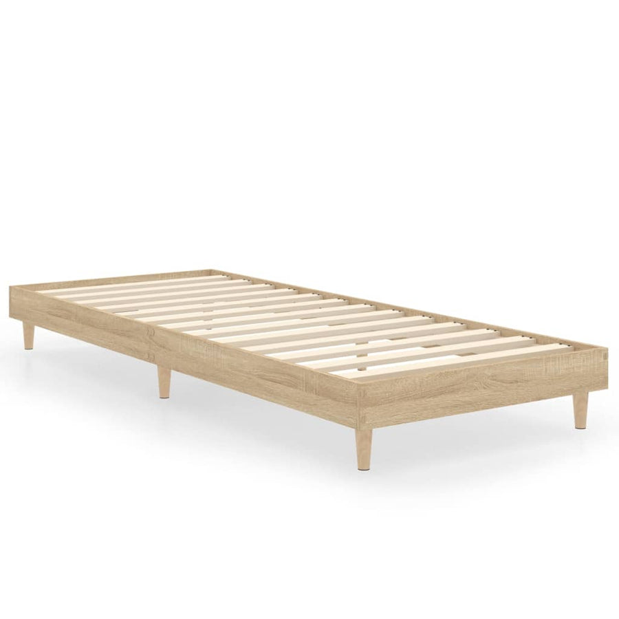 Bedframe bewerkt hout sonoma eikenkleurig 75x190 cm 75 x 190 cm Sonoma eiken