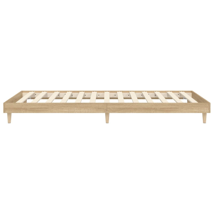 Bedframe bewerkt hout sonoma eikenkleurig 75x190 cm 75 x 190 cm Sonoma eiken