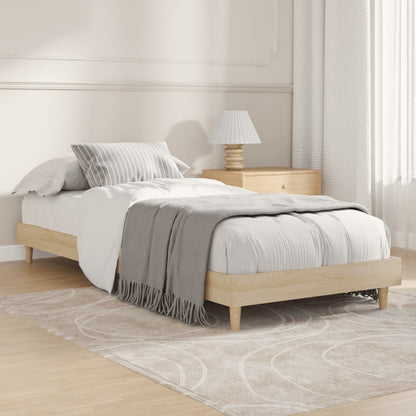 Bedframe bewerkt hout sonoma eikenkleurig 75x190 cm 75 x 190 cm Sonoma eiken