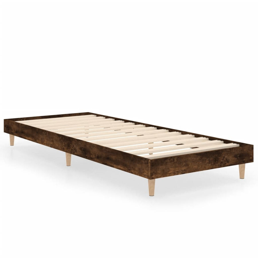 Bedframe Bewerkt Hout Kleurig 75 x 190 cm Gerookt eiken