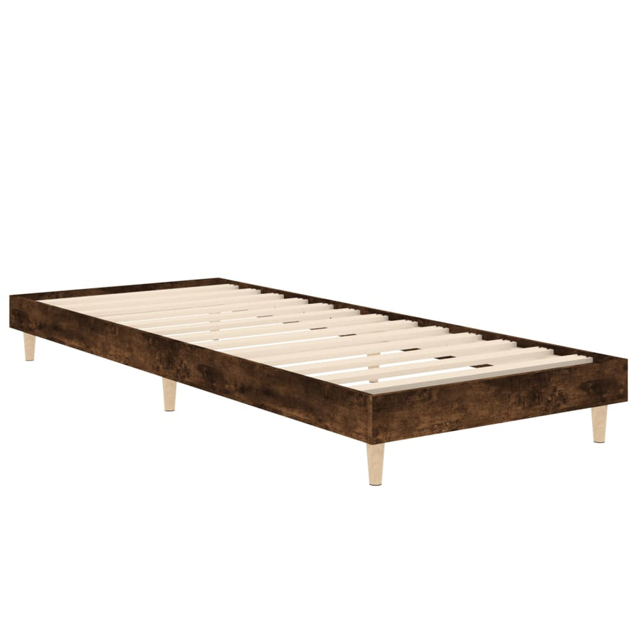 Bedframe Bewerkt Hout Kleurig 75 x 190 cm Gerookt eiken