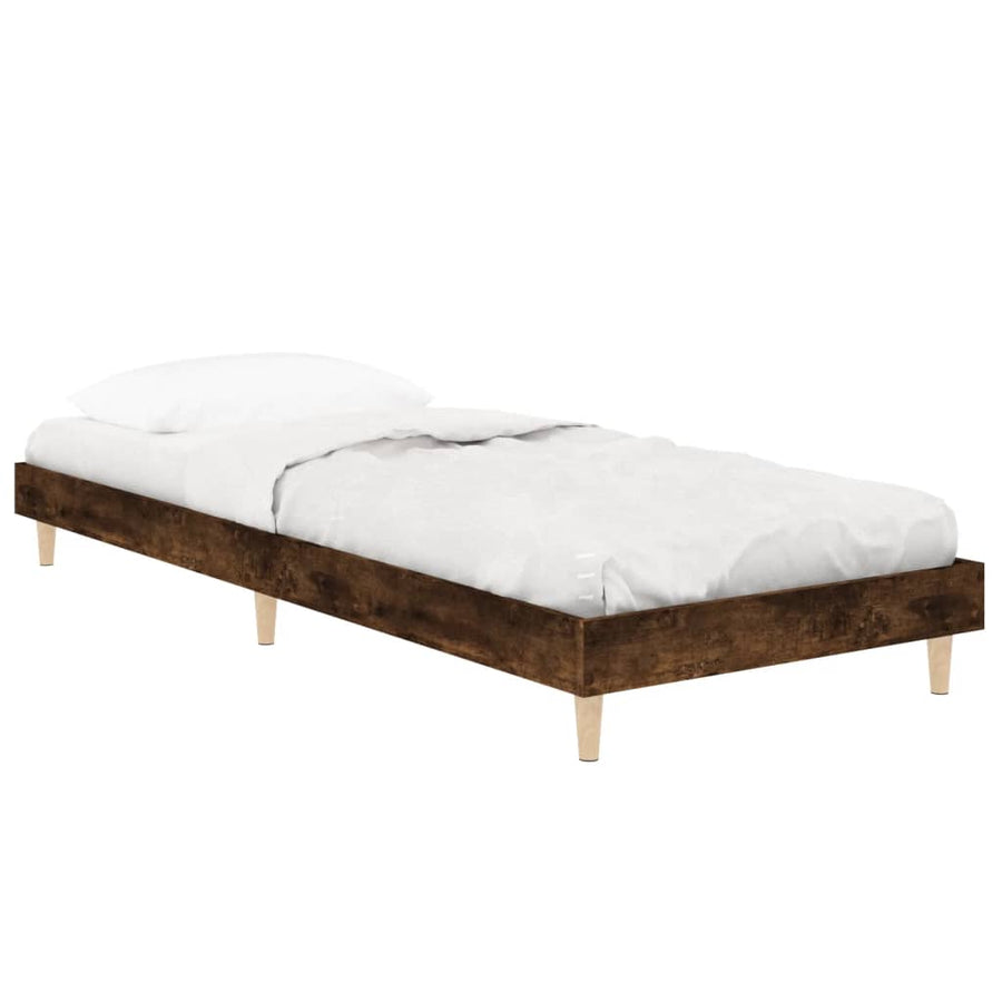 Bedframe Bewerkt Hout Kleurig 75 x 190 cm Gerookt eiken