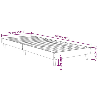 Bedframe Bewerkt Hout Kleurig 75 x 190 cm Gerookt eiken