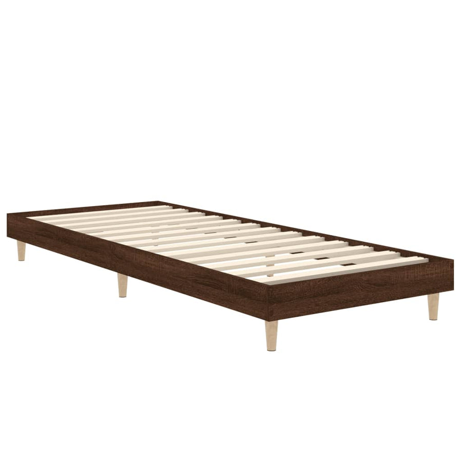 Bedframe bewerkt hout bruin eikenkleur 75x190 cm 75 x 190 cm bruin eikenkleur