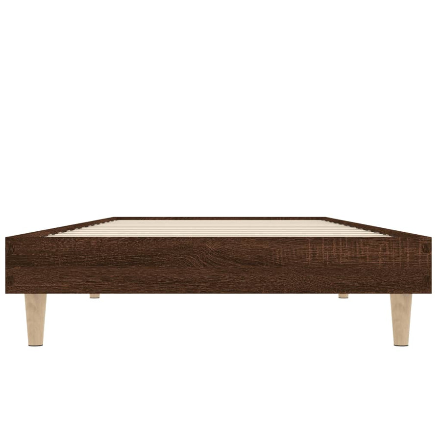 Bedframe bewerkt hout bruin eikenkleur 75x190 cm 75 x 190 cm bruin eikenkleur
