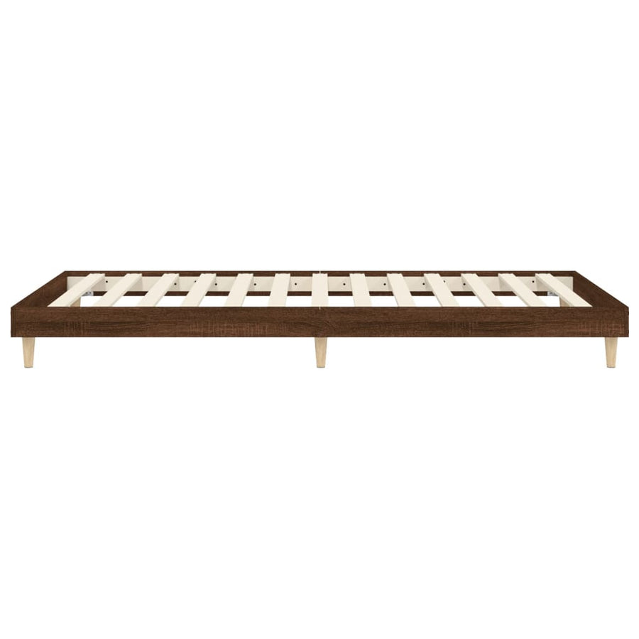 Bedframe bewerkt hout bruin eikenkleur 75x190 cm 75 x 190 cm bruin eikenkleur