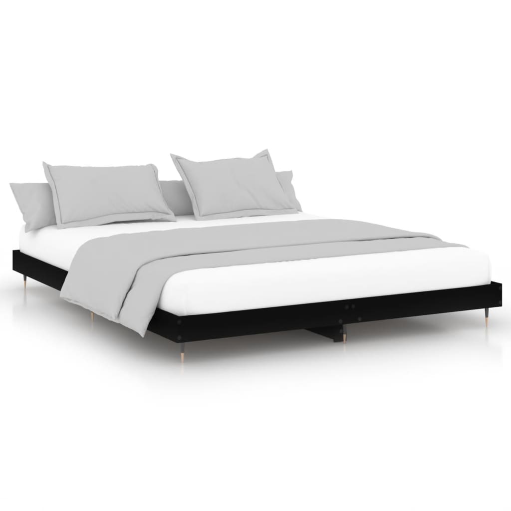 Bedframe Massief Hout Zwart 200 x 200 cm