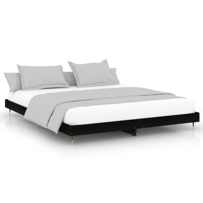 Bedframe Massief Hout Zwart 200 x 200 cm